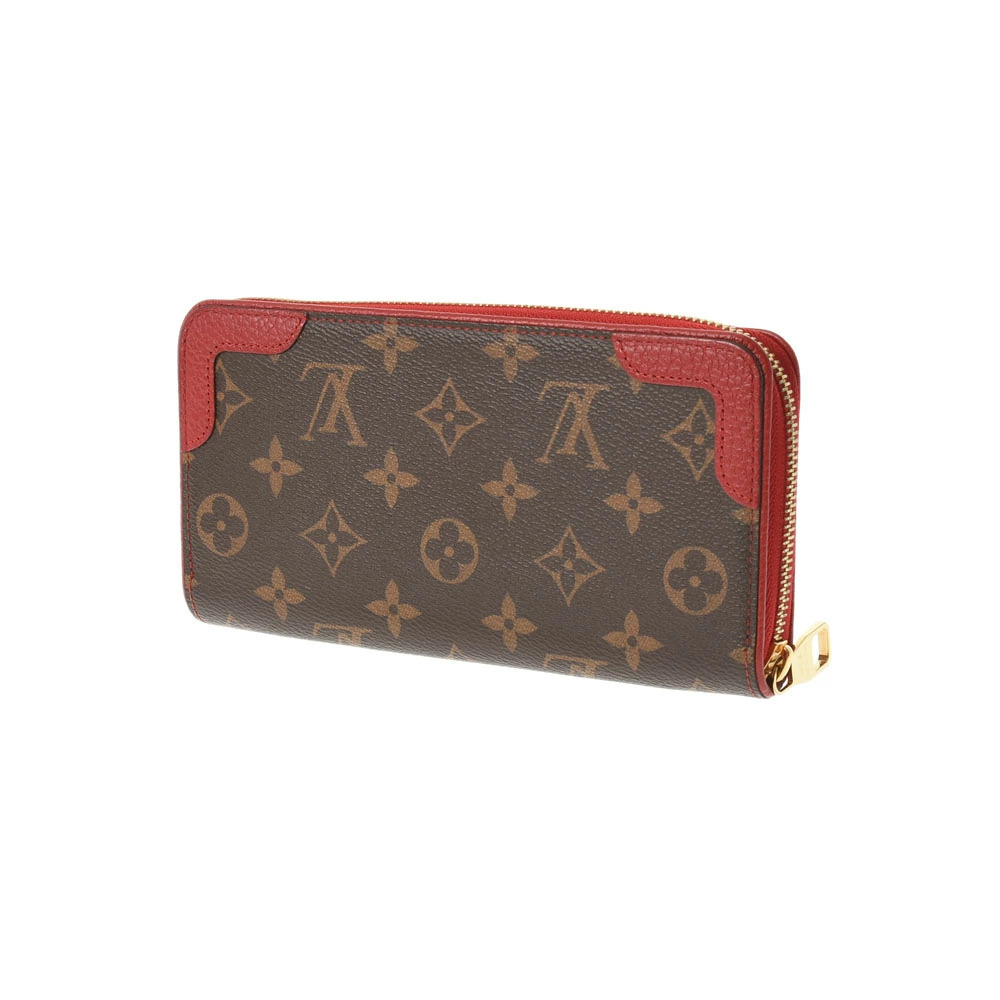 Louis Vuitton Canvas Zippy Retiro Long Monogram Cerise Red Wallet